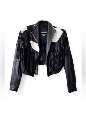 Continental Leather cowhide fringe cropped  jacket M RARE